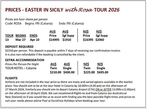 Easter in Sicily with Rosa Price