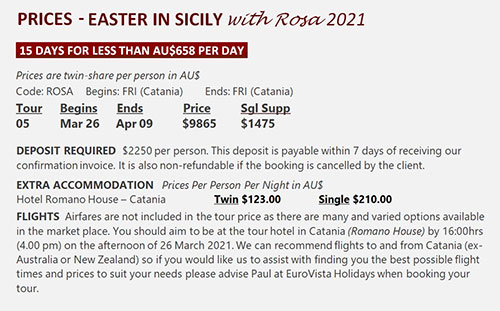 Easter in Sicily with Rosa Price